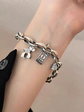 Vintage Presbyopic Lock Head New Year Distressed Hip Hop Pendant Bracelet